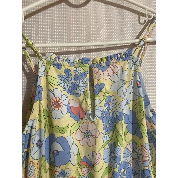 BAR III Womens Large Hello Yellow Adjustable Spaghetti Strap Dress Ruffles New - Picture 4 of 9